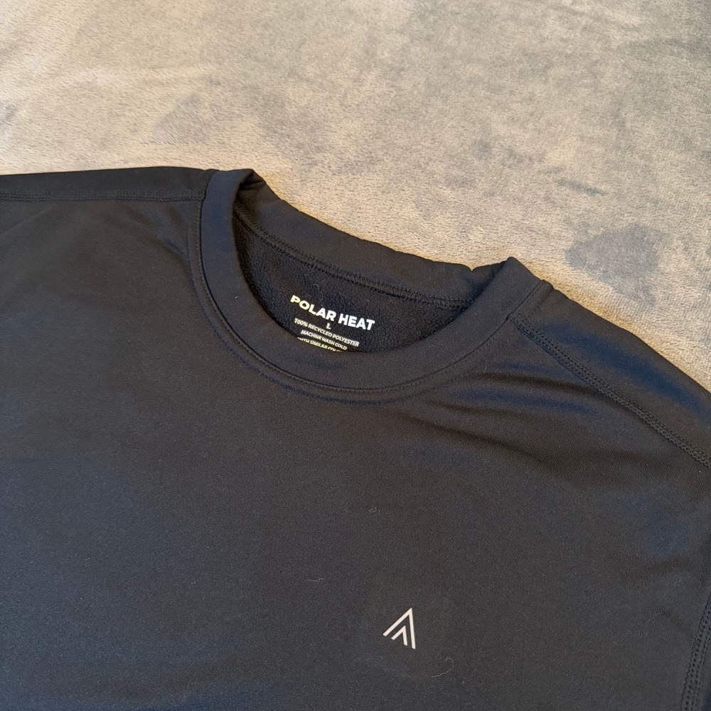 Polar Heat Thermal Base Layer Top Mens Large Black Fleece Lined Long Sleeve Warm